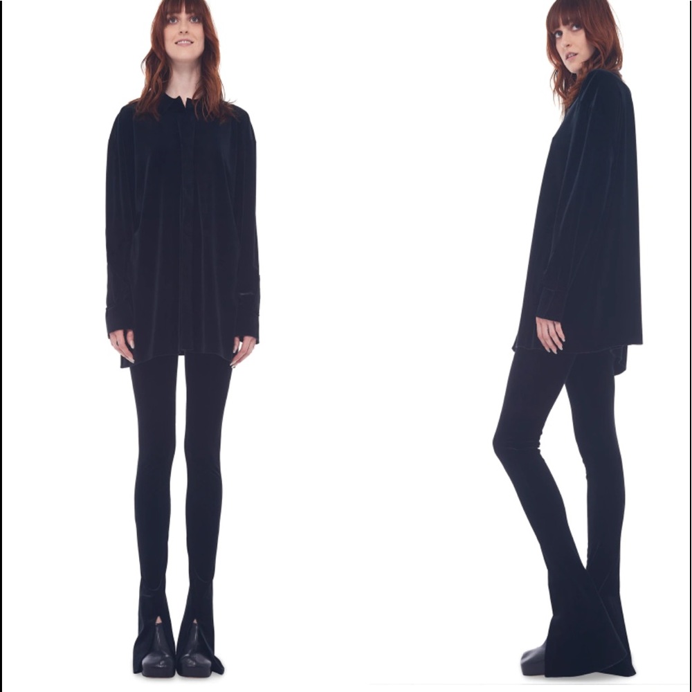NWT Norma kamali Spat leggings. Black stretch velvet. XS